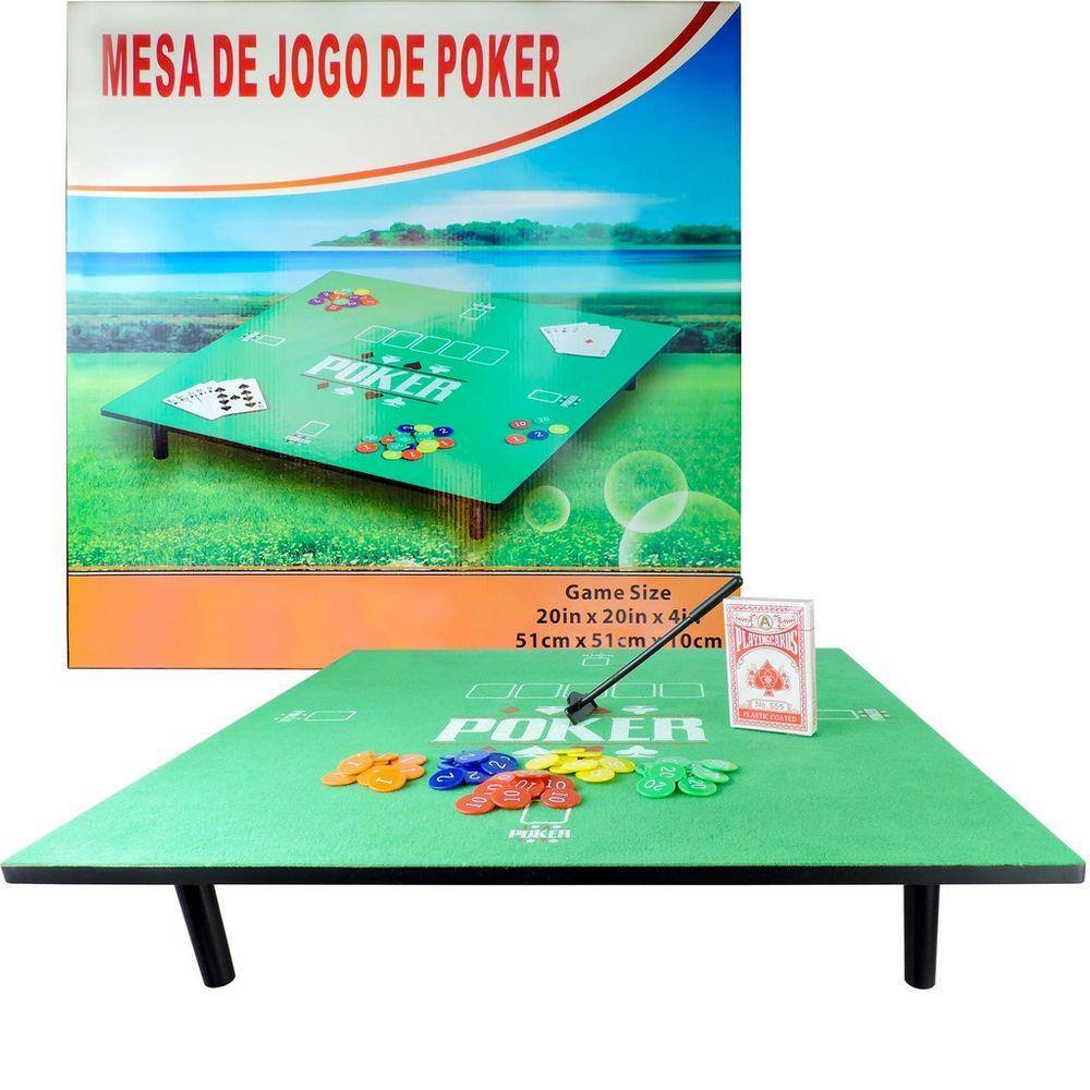 Mesa Carteado Preta Para Jogos 2 Gavetas 4 Guarda Copos