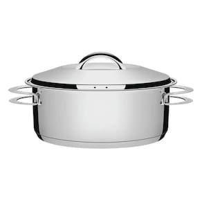 Caçarola Tramontina Solar Rasa em Aço Inox Fundo Triplo com Tampa e Alças 28 cm 7,1 L Tramontina