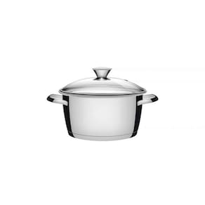 Caçarola Funda Tramontina Allegra em Aço Inox com Fundo Triplo e Tampa de Vidro 18 cm 2,2 L Tramontina