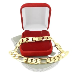 Pulseira Masculina 24Cm 1Cm Largura Folheado Ouro Pl452
