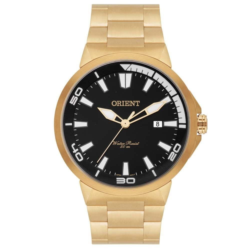 Relógio Orient Masculino dourado esporte 50 metros Mgss1104a