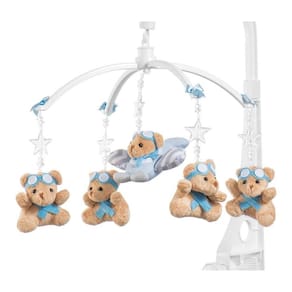 Móbile para berço musical e giratório Urso Aviador Bebê