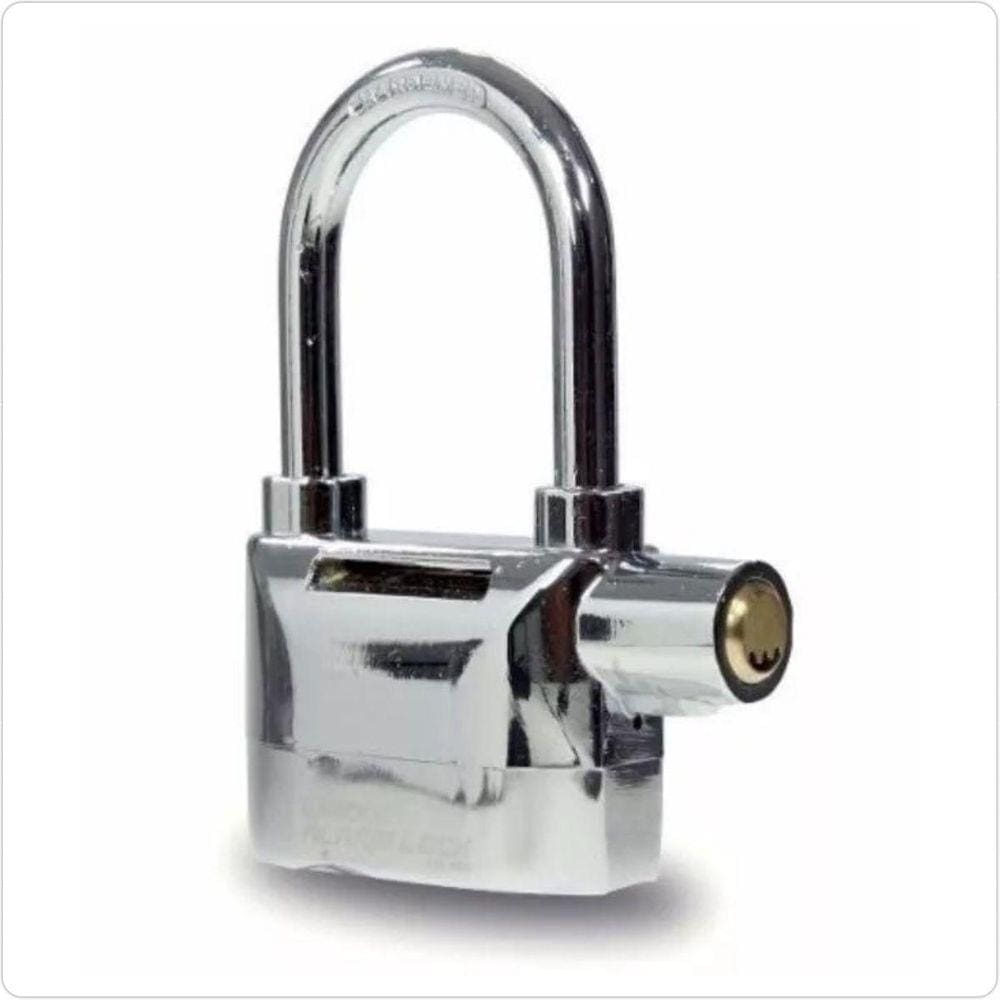 Cadeado Alarme Anti-Furto Prateado Sirene De 110Db