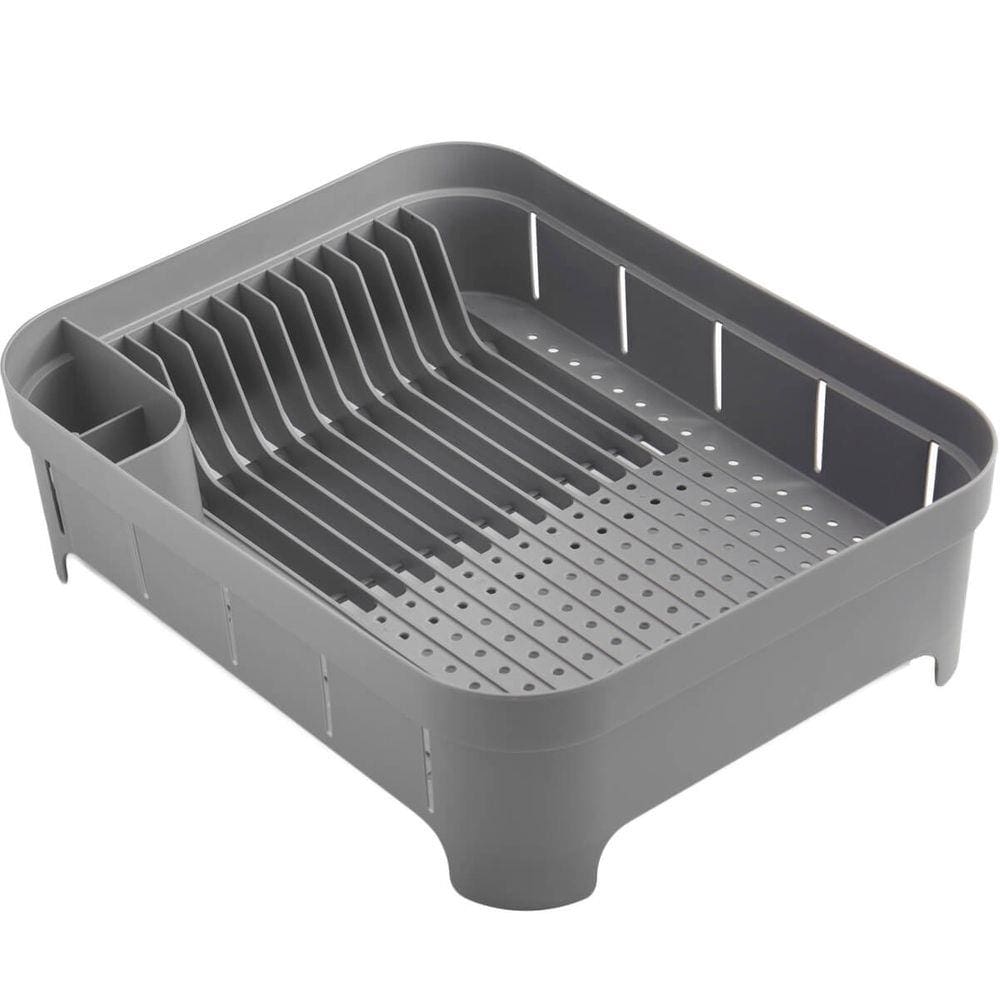 Escorredor De Louça Pratos Plástico Porta Talheres Bancada Cinza