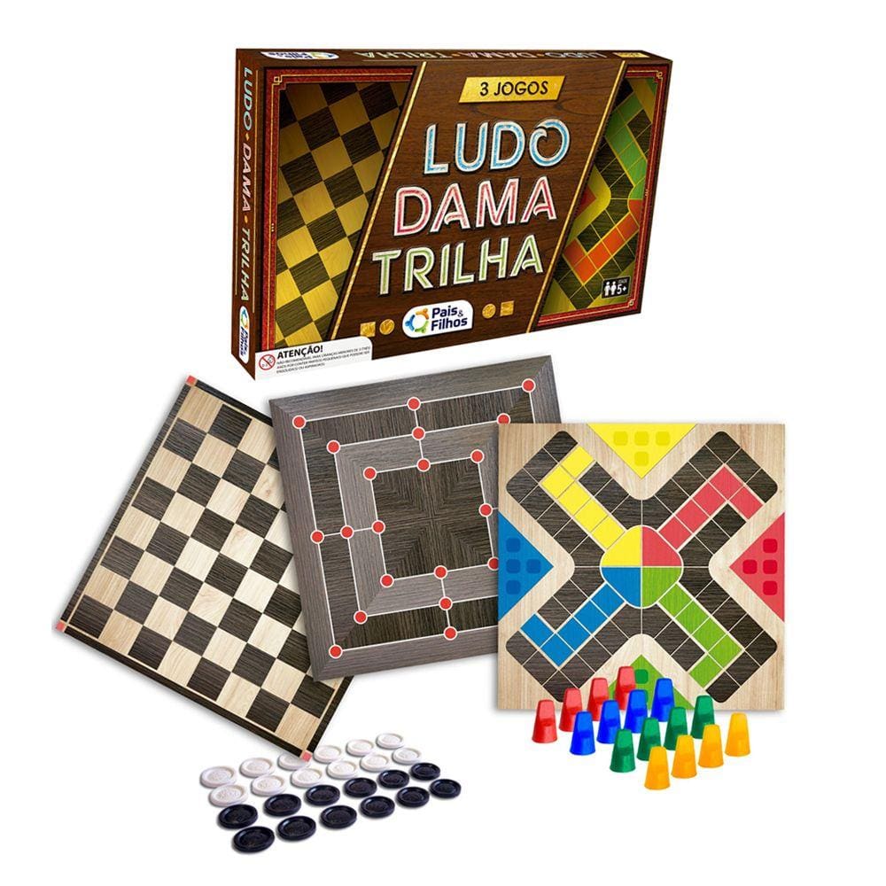 Jogo Ludo Com Tabuleiro De Madeira Mdf + 1 Dado E 16 Pinos