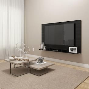 Painel Para TV Até 60" 1 Nicho 3 Prateleiras Premium Preto