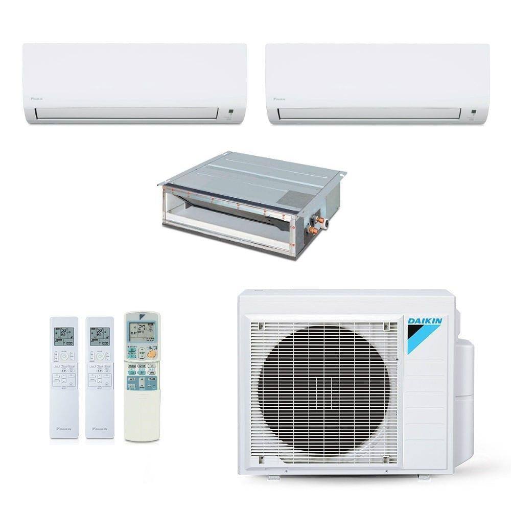 Ar-Condicionado Multi Split Inverter Daikin 34.000 BTUs (2x Evap HW 12.000 + 1x Evap Duto 18.000) Quente/Frio 220V - 220V