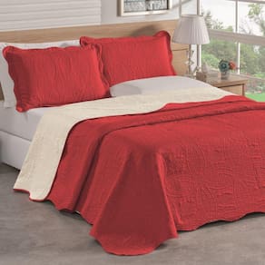 Colcha King Bouti dupla Face 03 Peças - Vermelho