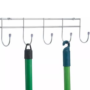 Suporte De Parede Multiuso Vassouras Utensílios Aço Cromado