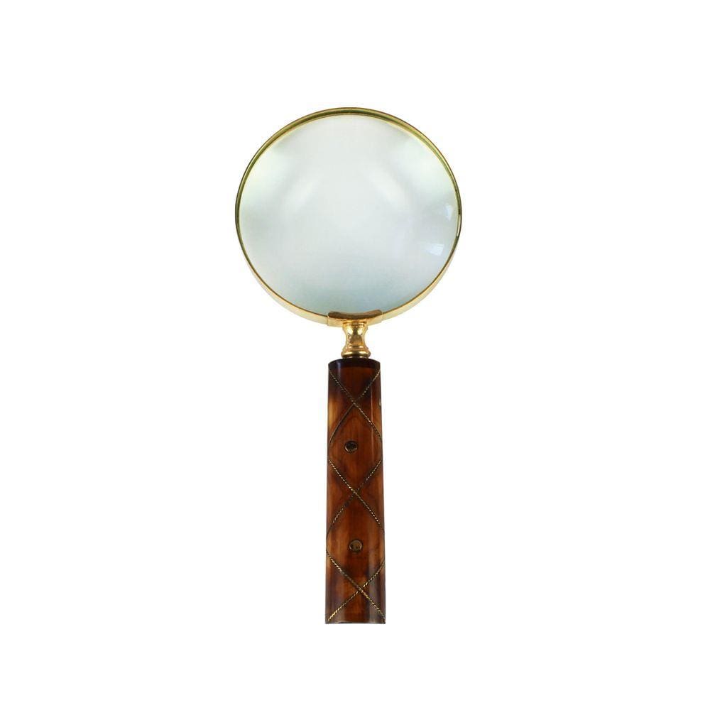 Lupa de Aumento Decorativa Dourada com Cabo Marrom 23cm MEI0054 BTC