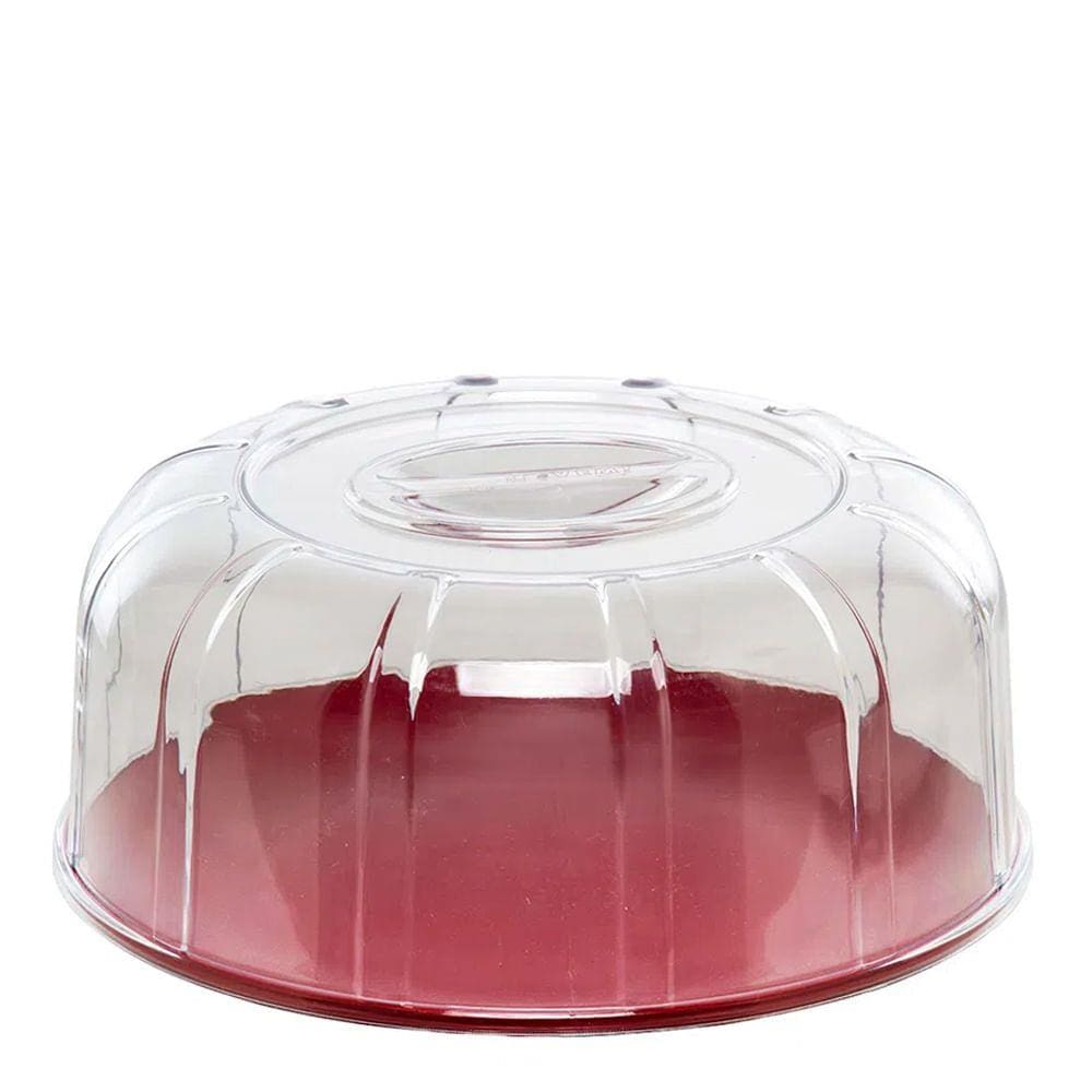 Boleira Elegance Redonda Com Tampa 30cm Vermelha em Policarbonato Linha Profissional Cook VEM