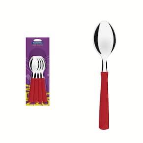 Conjunto de Colheres de Mesa Tramontina New Kolor com Lâminas em Aço Inox e Cabos de Polipropileno Vermelho 12 Peças Tramontina