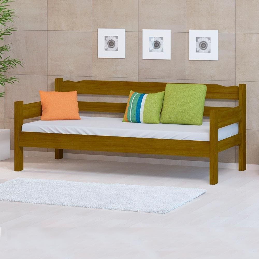 Sofá Cama 3 Lugares Madeira Maciça Imbuia Nemargi - Marrom