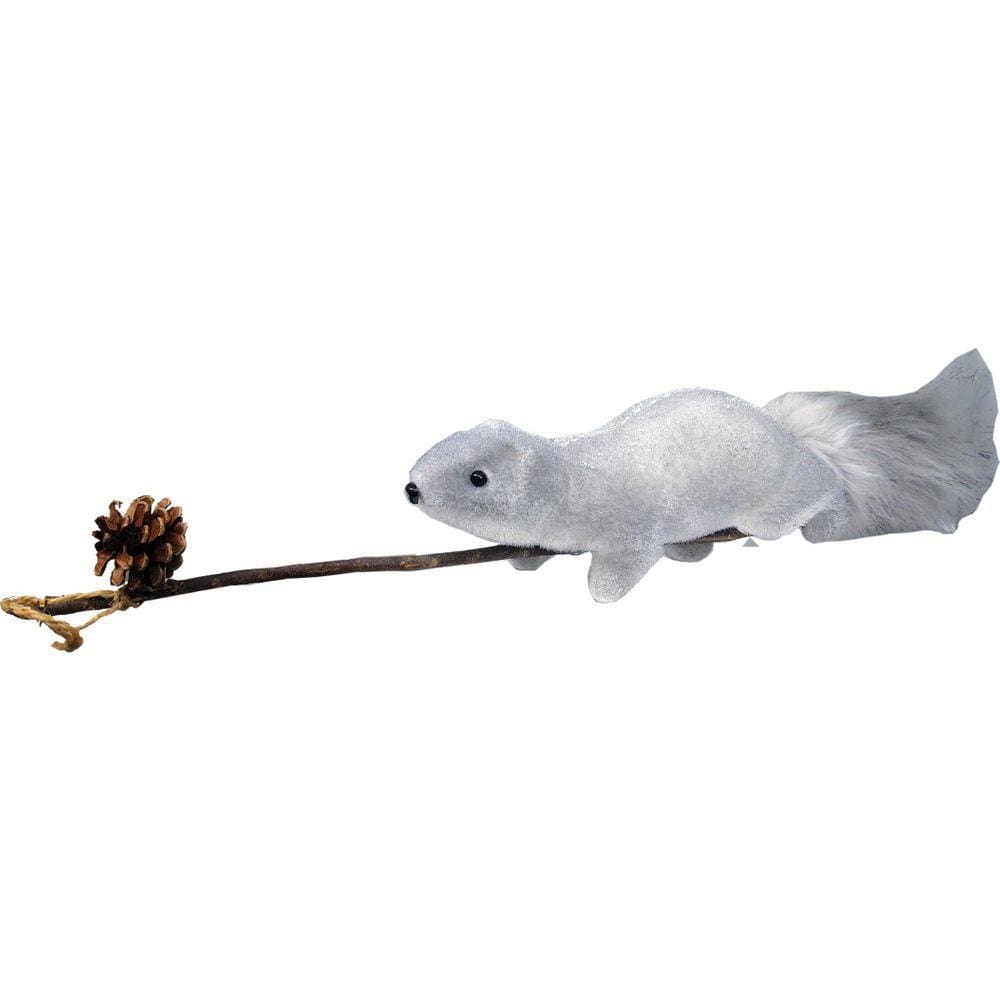 Enfeite Decorativo Natalino Esquilo No Galho 32Cm - Cinza