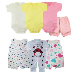 Kit Roupa de Bebê 7 Pçs Presente Enxoval Verão Menino Menina