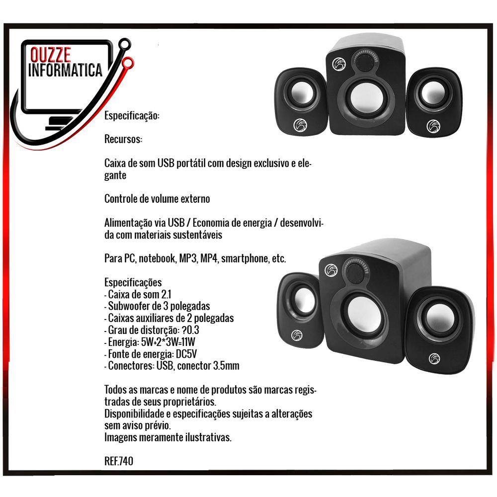 CAIXA DE SOM 2.1 COM SUBWOOFER BPC-SP203 - Brazil PC