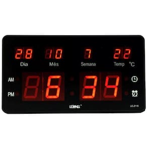 Relógio Parede Mesa Led Digital Calendário Termômetro Le2115