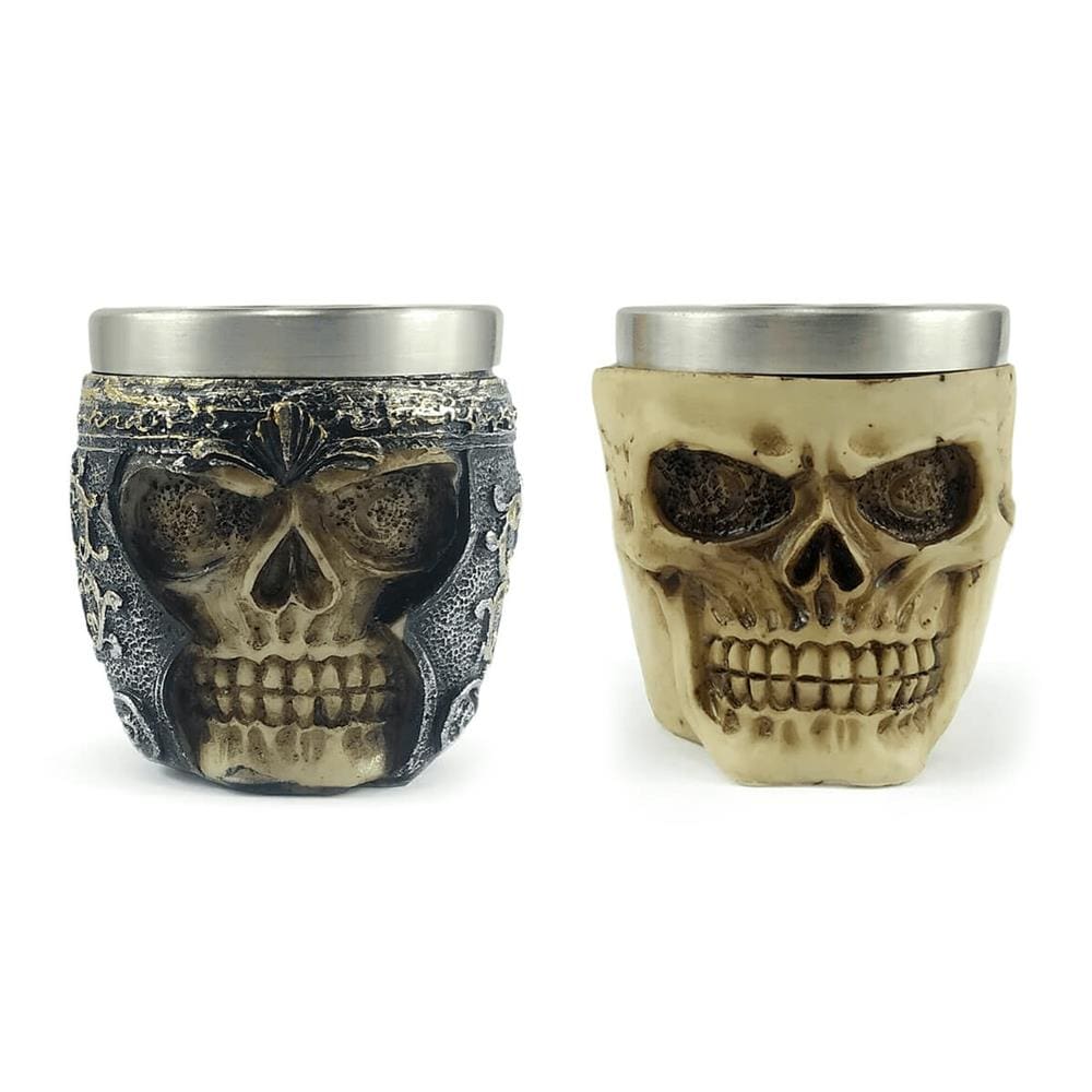 Kit 2 Copos Shot Dose Em Aço Inox Resina Colecionável Decorativo Para Tequila Whisky Vodka