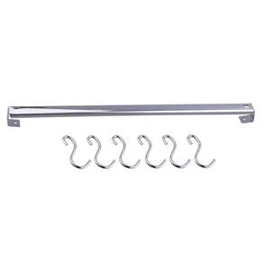 Suporte Em Barra 40cm Com 6 Ganchos Aço Inox Brinox Top Pratic
