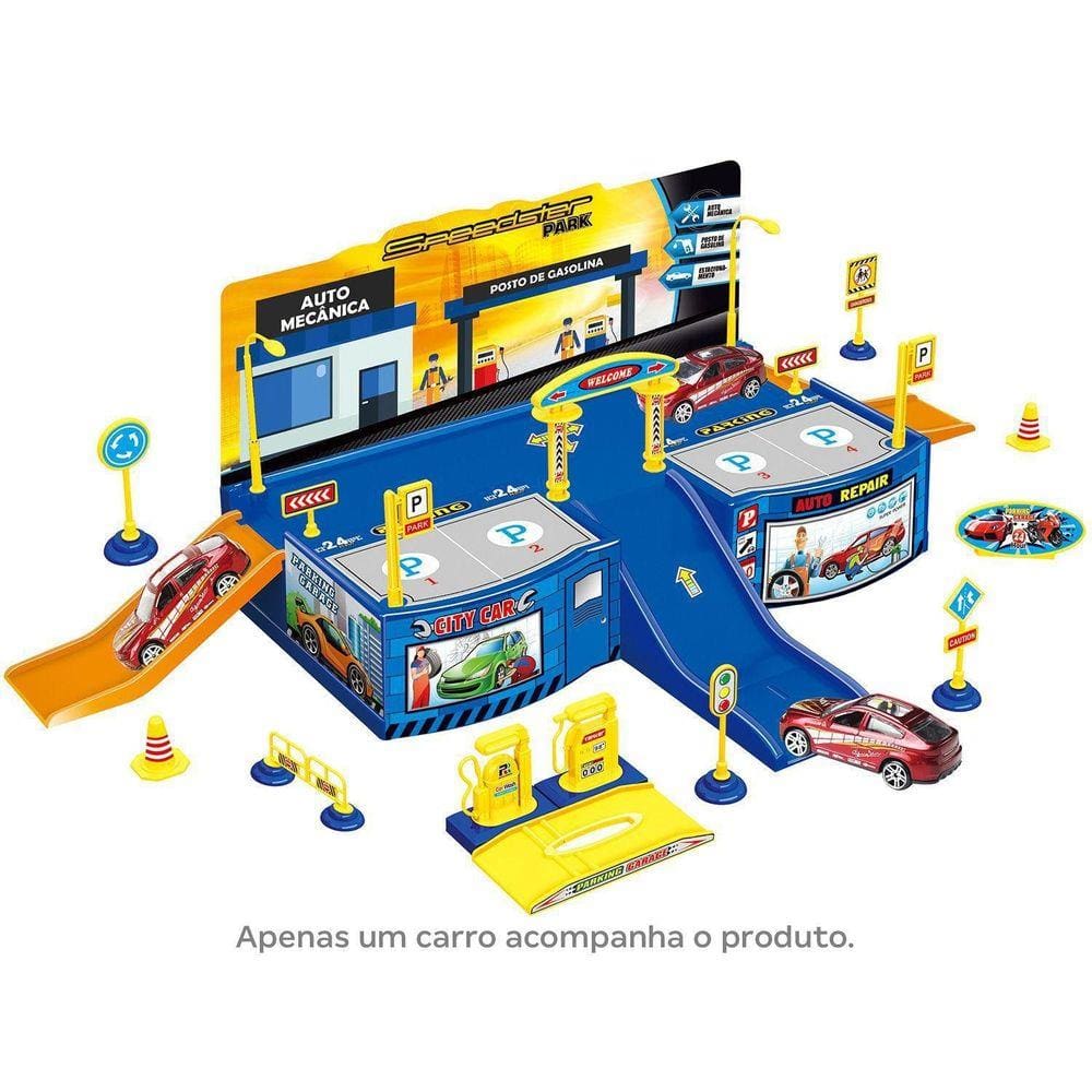 Pista Speedster Pit Stop Com Looping E Carrinho Polibrinq