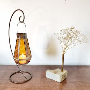 Kit Lanterna Marroquino Porta Velas Decorativas + Suporte