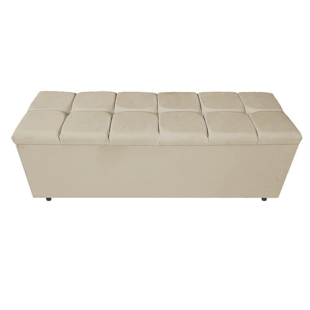 Calçadeira Estofada Manchester 140 Cm Casal Corano Bege