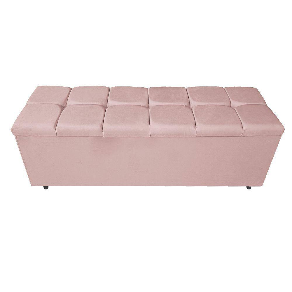 Calçadeira Estofada Manchester 195 Cm King Size Suede Rosê