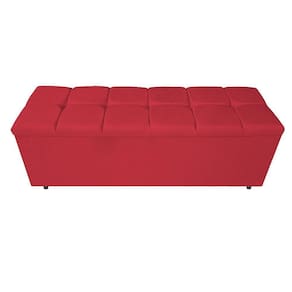 Calçadeira Estofada Manchester 140 Cm Casal Suede Vermelho