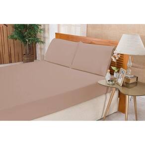 Jogo De Cama Lençol Elegance Queen 3 Peças 180 Fios Cáqui