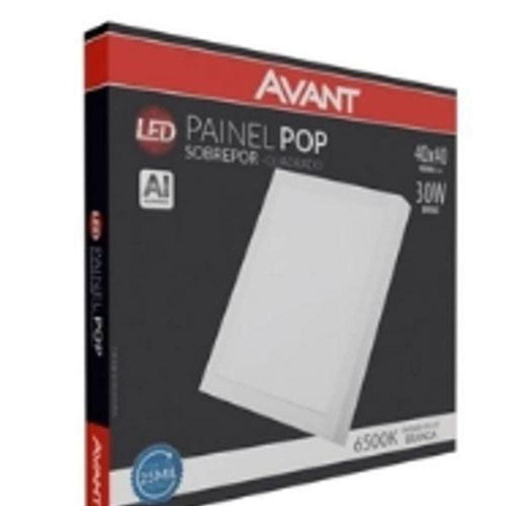 Painel De Led Sobrepor Quadrado 40X40Cm 30W Branca 6500K Avant