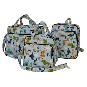 Kit Bolsa Mala Bebê Menino Com Mochila Dino Passeio Enxoval