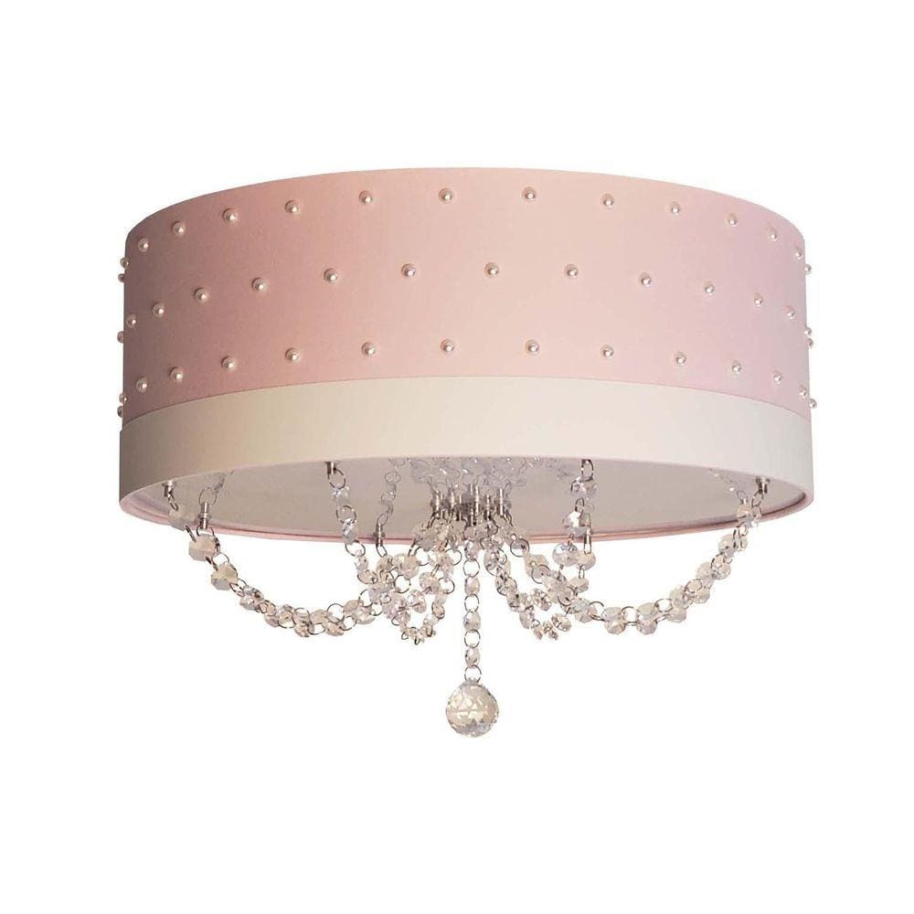Luminária infantil Plafon Pérolas 40x15cm cor Rosa