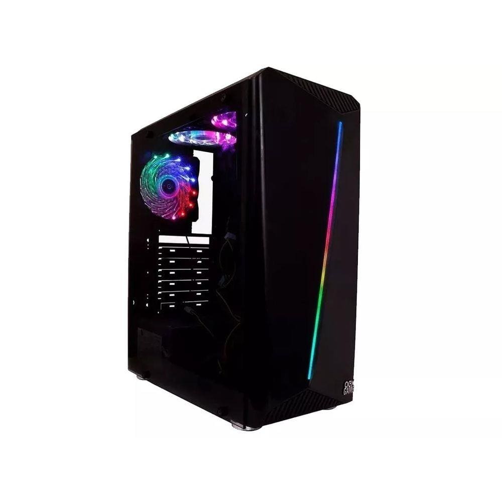 Gabinete Pc Gamer Shelter Tower Led Rgb Gh200 Preto Atx Oex