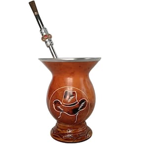 Conjunto Kit Cuia E Bomba Para Chimarrão Mate Terere Porongo Chapéu