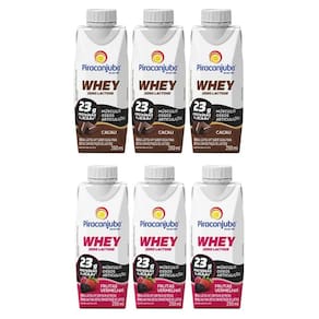 Kit Com 12 Bebidas Whey Piracanjuba 250Ml 6 Cacau/6 Frutas