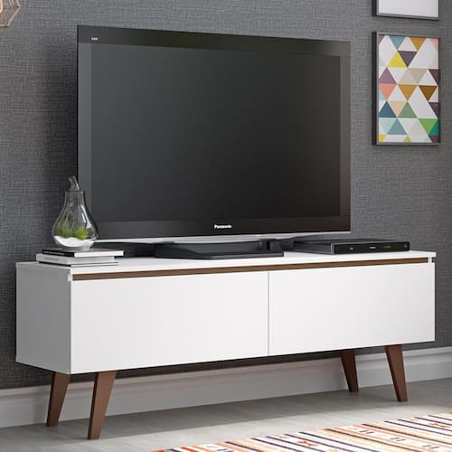 Rack para TV até 55 Polegadas Madesa Le Mans com 2 Portas - Branco/Rustic - Branco