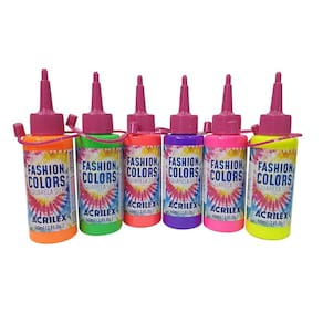 Tinta Tie Dye Aquarela Silk Acrilex Kit 6 Cores Neon 60 mL
