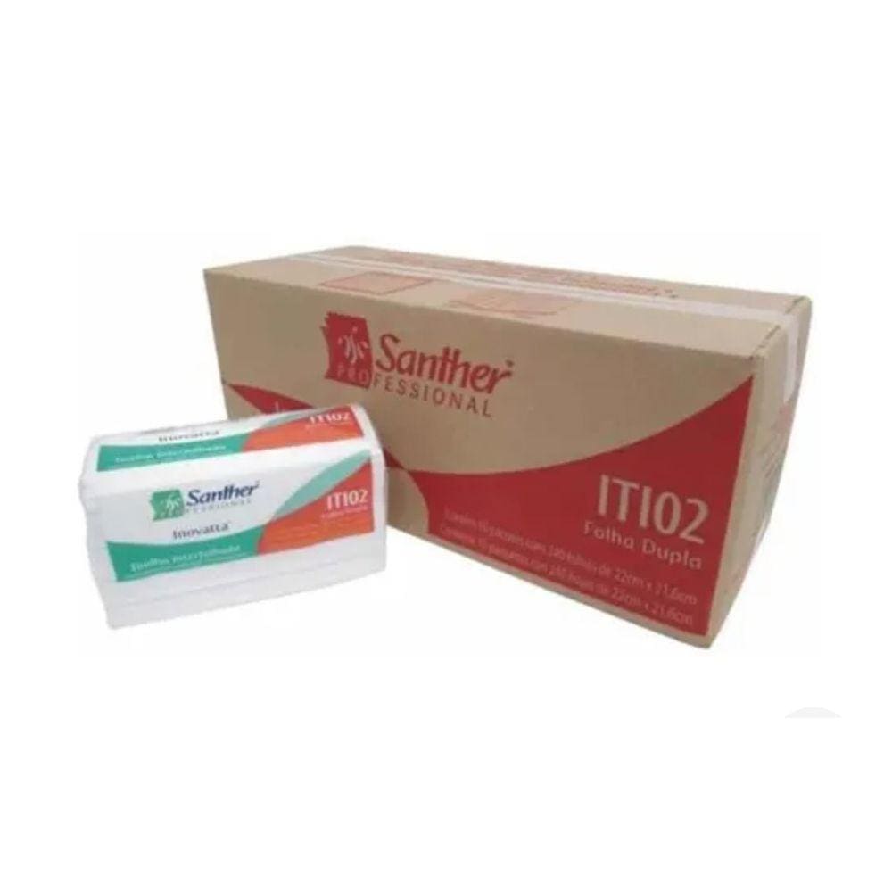 Papel Toalha Inovatta Fl Dupla Interfolha 22cmx21,6cm - ITI02 - 10x240fl - (Cx c/ 2.400fl) - Santher