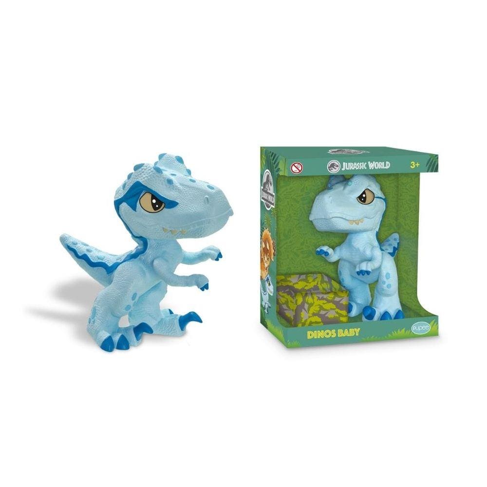 Boneco Vinil Jurassic World Dino Baby Azul Articulado Pupee