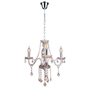 Lustre Pendente France Cristal 3 Braços Champagne Startec