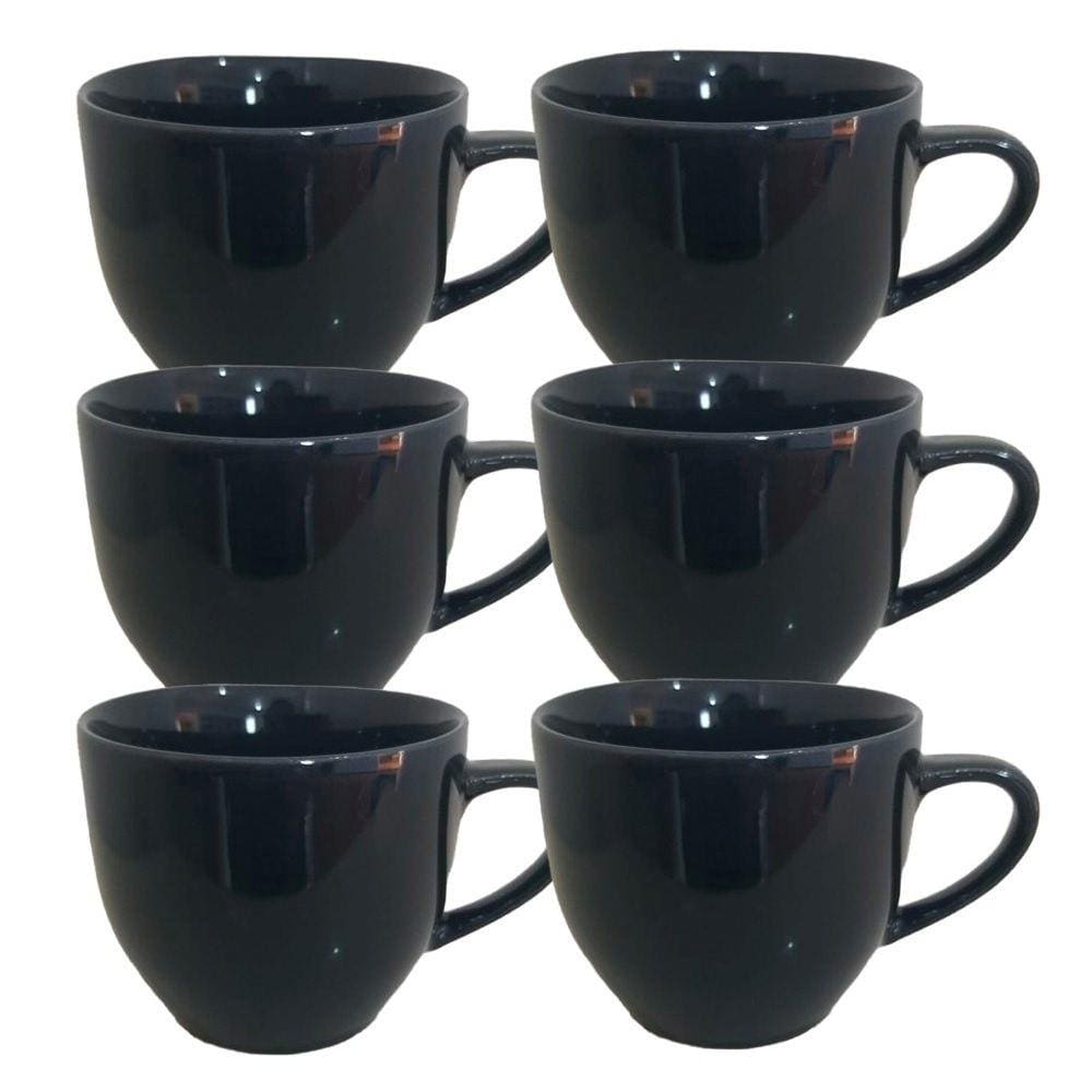 Jogo 6 Xicaras De Porcelana Para Café Chá 170ml Caixa Em Mdf Decorada Várias Cores