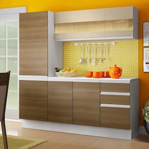 Cozinha Compacta 100% MDF Madesa Smart 170 cm Modulada Com Armário, Balcão e Tampo