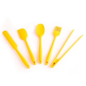 Kit de Utensílios de Silicone com 5 peças Amarelo - OIKOS