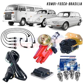 Kit Ignição Eletrônica Fusca Kombi C/ Cabo Preto E Velas