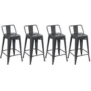KIT - 4 x banquetas médias Iron Tolix com encosto - 61 cm -