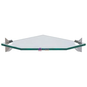 Prateleira Canto Glass Quadra 30x30cm 8mm de Vidro com Suporte Injetado Tramontina