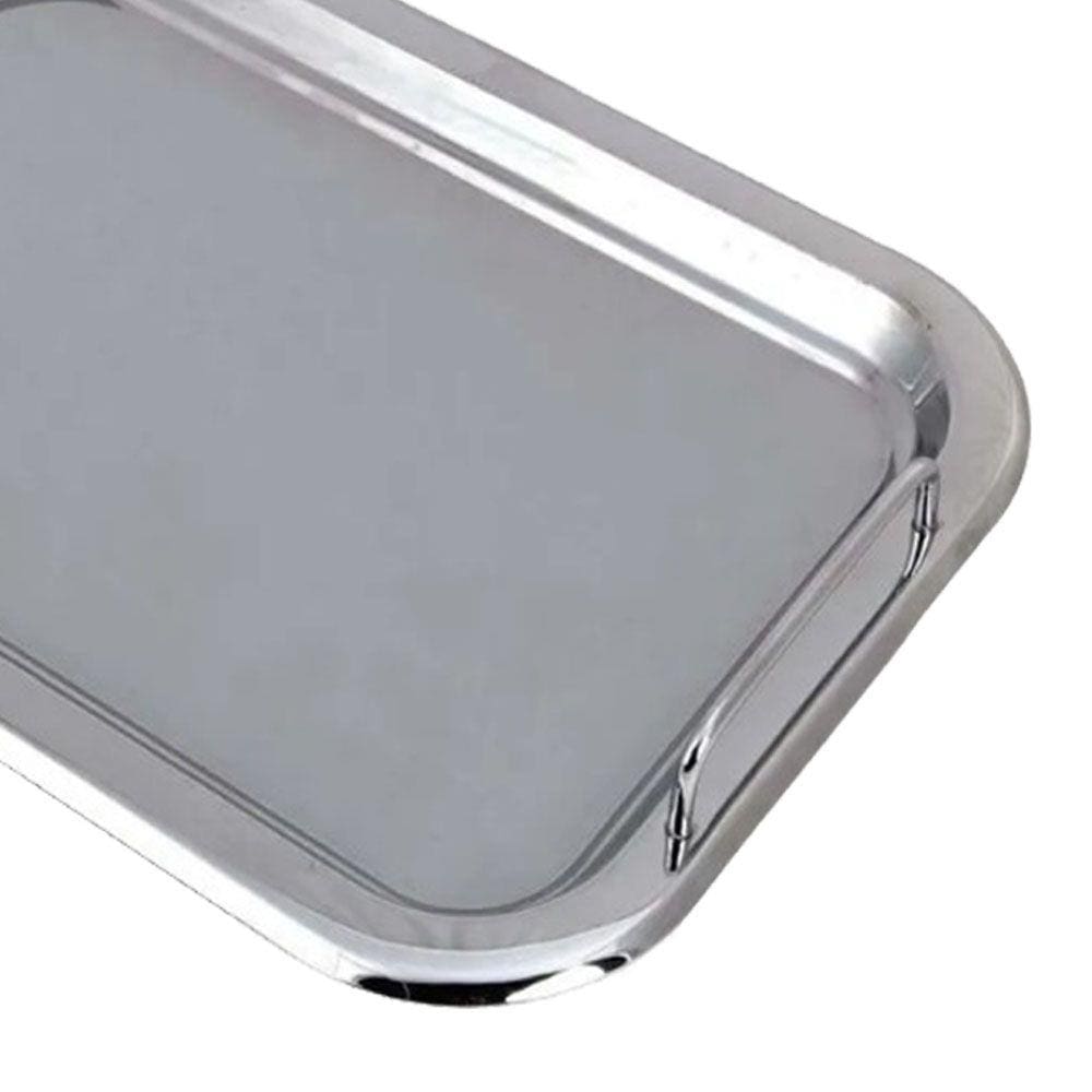 Bandeja Inox Retangular Com Alça 41cm - UnyHome