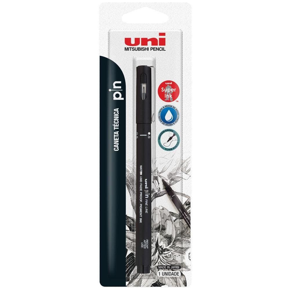 Caneta Técnica Pin Fine Line Preta 0.5mm 1 UN Uniball
