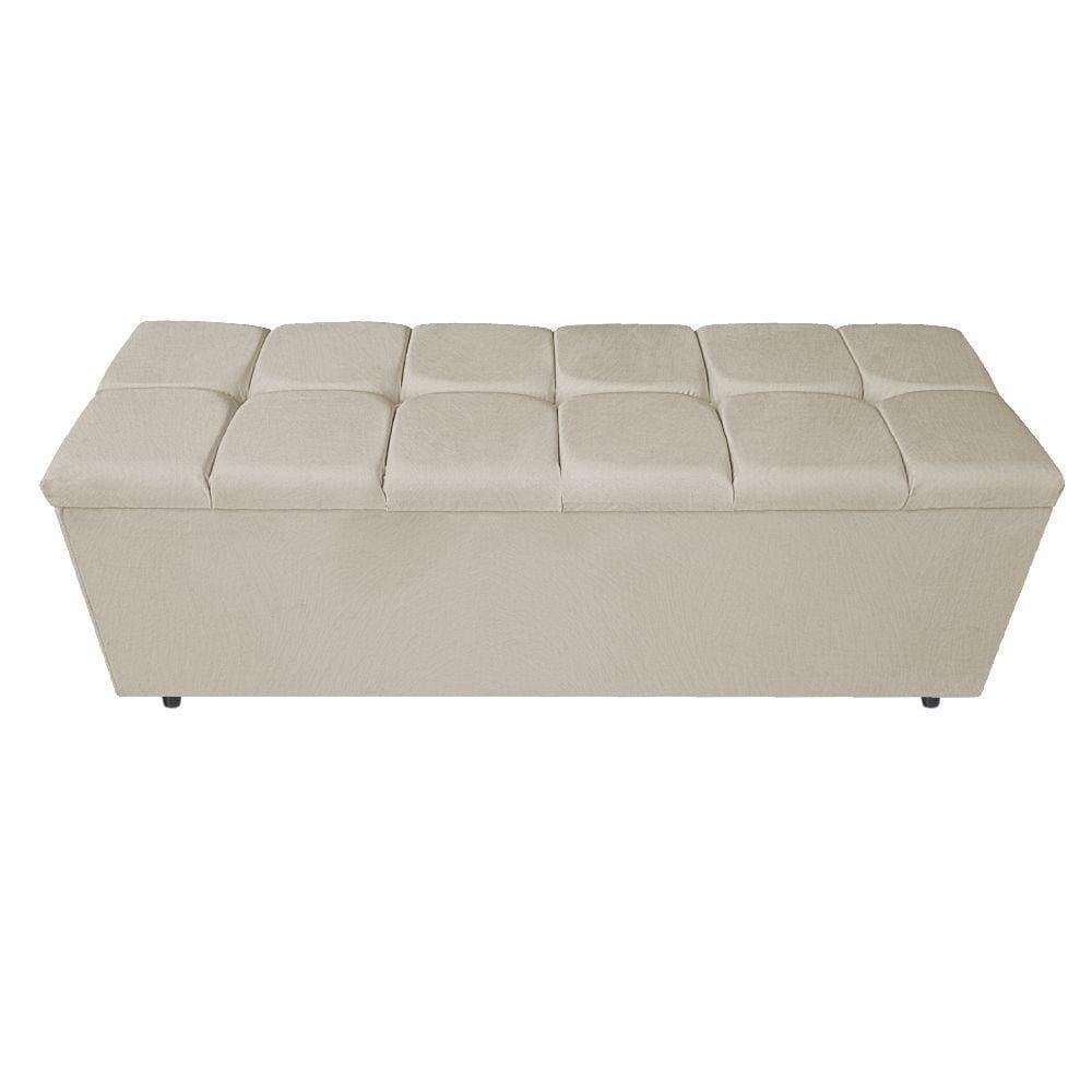 Calçadeira Estofada Manchester 140 Cm Casal Suede Bege