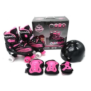 Patins Quad Unitoys Ajustável 34/37 Preto/Rosa - Ref.1513M